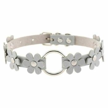 House Of Dasein Flower Choker Animal Friendly Collar 14 Colours Bdsm Submissive - Grey