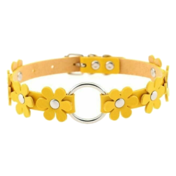 House Of Dasein Flower Choker Animal Friendly Collar 14 Colours Bdsm Submissive - Yellow