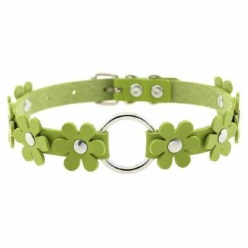 House Of Dasein Flower Choker Animal Friendly Collar 14 Colours Bdsm Submissive - Green