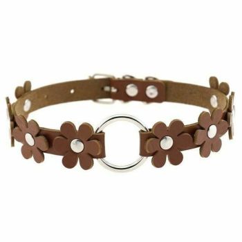 House Of Dasein Flower Choker Animal Friendly Collar 14 Colours Bdsm Submissive - Brown