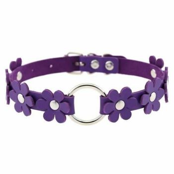 House Of Dasein Flower Choker Animal Friendly Collar 14 Colours Bdsm Submissive - Purple