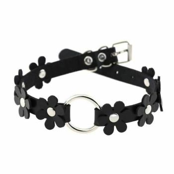 House Of Dasein Flower Choker Animal Friendly Collar 14 Colours Bdsm Submissive - Black