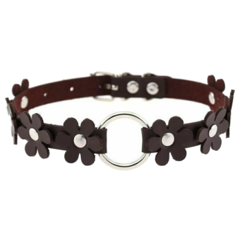 House Of Dasein Flower Choker Animal Friendly Collar 14 Colours Bdsm Submissive - Dark Brown