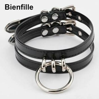 House Of Dasein Double Caged Slave Collar Gothic Silver Gold Metal Choker - Black With Silver