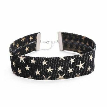 House Of Dasein Day Collar Blue Star Choker Distressed Denim Necklace Fetish Kink - Black