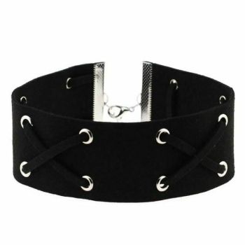 House Of Dasein Suede Collar 15 Colours Harajuku Soft Choker Necklace Bondage Restraints - Black