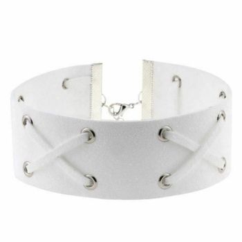 House Of Dasein Suede Collar 15 Colours Harajuku Soft Choker Necklace Bondage Restraints - White