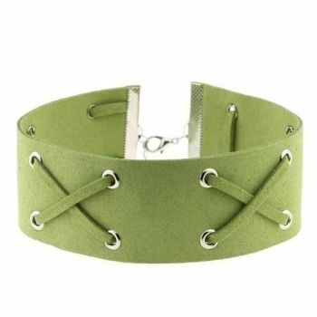 House Of Dasein Suede Collar 15 Colours Harajuku Soft Choker Necklace Bondage Restraints - Green