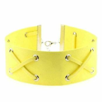House Of Dasein Suede Collar 15 Colours Harajuku Soft Choker Necklace Bondage Restraints - Yellow