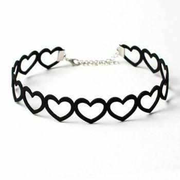 House Of Dasein Bdsm Day Collar Black Hollow Out Or Solid Love Heart Choker Necklace - Black - Hollow