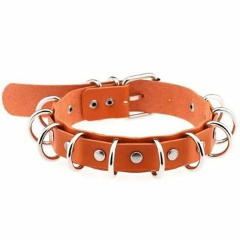 House Of Dasein 15 Colours Sexy Harajuku Necklaces Bdsm Choker Collar - Orange