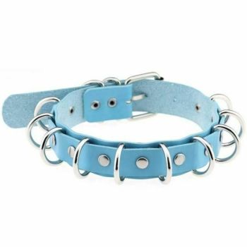 House Of Dasein 15 Colours Sexy Harajuku Necklaces Bdsm Choker Collar - Blue