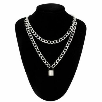 House Of Dasein Chain Padlock Necklace Bdsm Symbolic Jewellery Gift For Submissive - Silver - Small Lock