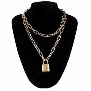 House Of Dasein Chain Padlock Necklace Bdsm Symbolic Jewellery Gift For Submissive - Gold - Medium Lock