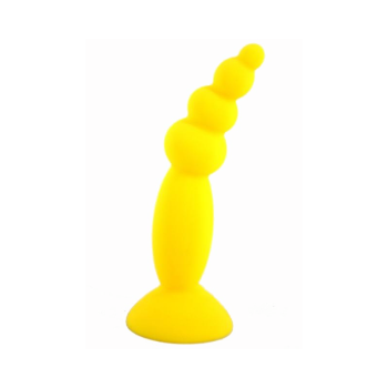 House Of Dasein Colourful Silicone Butt Plug Beads Suction Cup Anal Trainer Beginners - Yellow - Style C