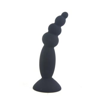 House Of Dasein Colourful Silicone Butt Plug Beads Suction Cup Anal Trainer Beginners - Black - Style C