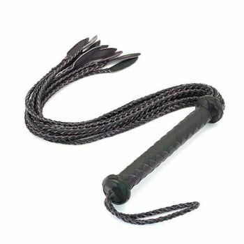 House Of Dasein 75Cm Braided Leather Flogger Bdsm Spanking Bondage - Black Purple