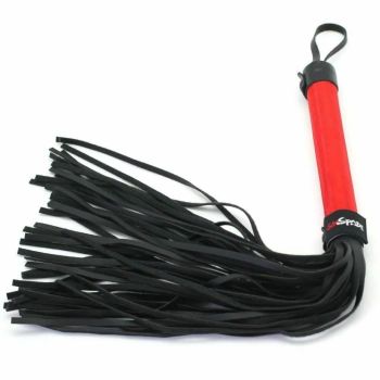 House Of Dasein Satin And Faux Leather Flogger Bdsm Spanking Impact Play Fetish - Red