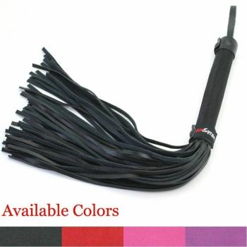 House Of Dasein Satin And Faux Leather Flogger Bdsm Spanking Impact Play Fetish - Black