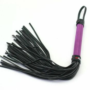 House Of Dasein Satin And Faux Leather Flogger Bdsm Spanking Impact Play Fetish - Purple