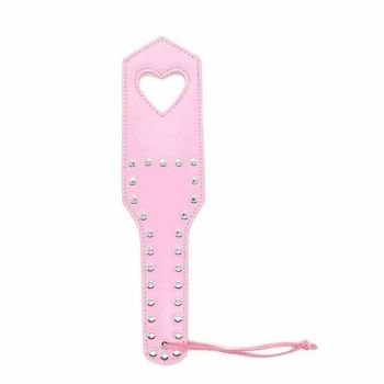 House Of Dasein Leather Studded Spanking Paddle Heart Shaped Slave Whip Bdsm Fetish - Pink - One Heart