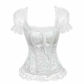 House Of Dasein Sexy Pink Lace Short Sleeve Corset Top Style Corselet - White - S