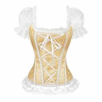 House Of Dasein Sexy Pink Lace Short Sleeve Corset Top Style Corselet - Yellow - L