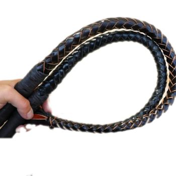 House Of Dasein Handmade Braided Leather Whip Spanking Impact Play Bondage Bdsm - Black - 80Cm