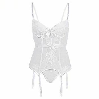 House Of Dasein Sheer Bustier Garter Belt Purple Red White Blue Black Sexy Lingerie Women - White - 6Xl