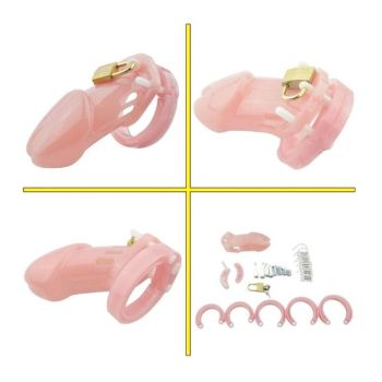 House Of Dasein Plastic Male Chastity Locking Cock Cage Bondage Kink Fetish Restraints - Pink - Long