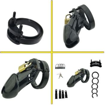 House Of Dasein Plastic Male Chastity Locking Cock Cage Bondage Kink Fetish Restraints - Black - Long