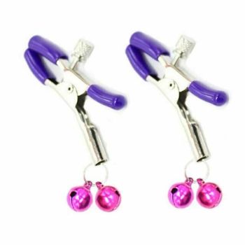 House Of Dasein Pink Double Bells Nipple Clamps Bondage Restraints Bdsm Kink Fetish - Purple