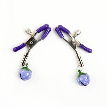 House Of Dasein Cute Red Strawberry Bells Nipple Clamps Breast Clips Bdsm Kink - Purple