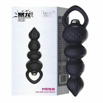 House Of Dasein Vibrator Silicone Vibrating Soft Anal Beads With Handle Butt Plug - Black