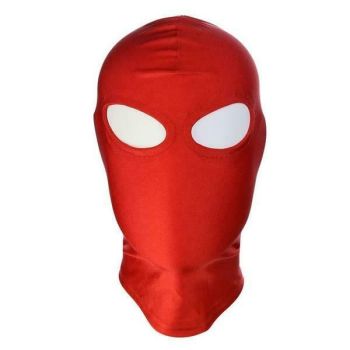House Of Dasein Red Stretchy Hood Open Mouth Eye Holes Sensory Deprivation Bdsm Bondage - Red - Eye Holes