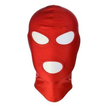 House Of Dasein Red Stretchy Hood Open Mouth Eye Holes Sensory Deprivation Bdsm Bondage - Red - Eye And Mouth Holes