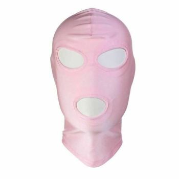 House Of Dasein Pink Purple Bdsm Stretchy Hood Open Mouth Holes Full Mask Bondage Restraints - Pink - 3 Holes