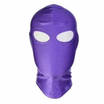 House Of Dasein Pink Purple Bdsm Stretchy Hood Open Mouth Holes Full Mask Bondage Restraints - Purple - Eye Holes