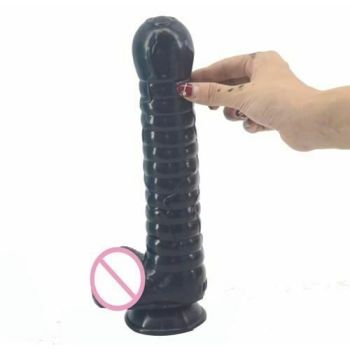 House Of Dasein Textured Silicone Cock And Balls Dong Big Penis Anal Dildo Suction Cup Masturbation - Black