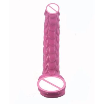 House Of Dasein Long Silicone With Suction Cup Fish Scale Texture Anal Dildo Dong - Pink