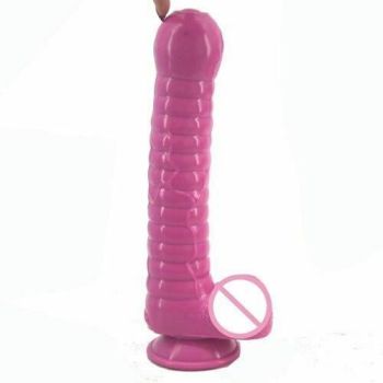 House Of Dasein Textured Silicone Cock And Balls Dong Big Penis Anal Dildo Suction Cup Masturbation - Pink