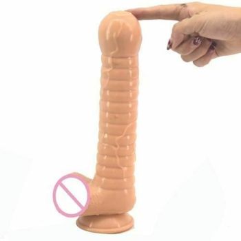 House Of Dasein Textured Silicone Cock And Balls Dong Big Penis Anal Dildo Suction Cup Masturbation - Flesh