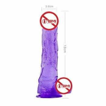 House Of Dasein Realistic Jelly Dildo Deep Throat Training Cock And Balls Dong - Purple - 18Cm