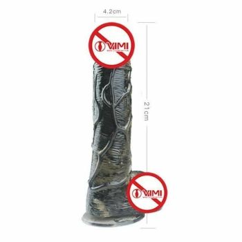 House Of Dasein Realistic Jelly Dildo Deep Throat Training Cock And Balls Dong - Black - 21Cm