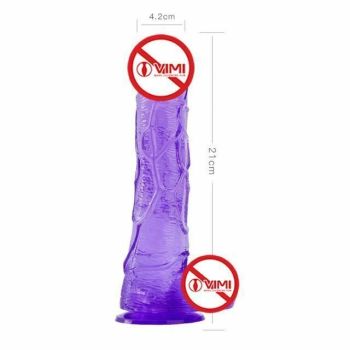 House Of Dasein Realistic Jelly Dildo Deep Throat Training Cock And Balls Dong - Purple - 21Cm