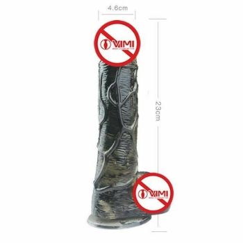 House Of Dasein Realistic Jelly Dildo Deep Throat Training Cock And Balls Dong - Black - 23Cm