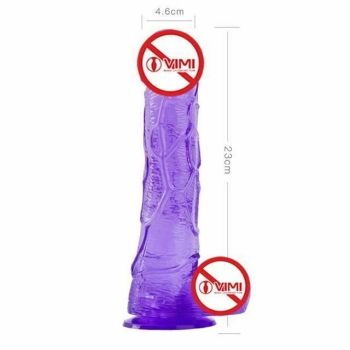 House Of Dasein Realistic Jelly Dildo Deep Throat Training Cock And Balls Dong - Purple - 23Cm