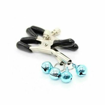 House Of Dasein Metal Double Bell Nipple Clamps Clitoris Clips Bdsm Bondage Restraints Kink - Blue - Bell Clips