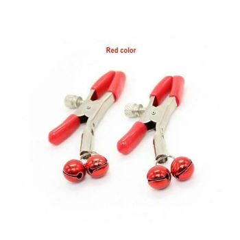 House Of Dasein Metal Double Bell Nipple Clamps Clitoris Clips Bdsm Bondage Restraints Kink - Red - Bell Clips