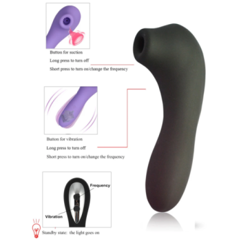 House Of Dasein Clitoral Suction 12 Speed Double Sucking Vibrator Bdsm - Black